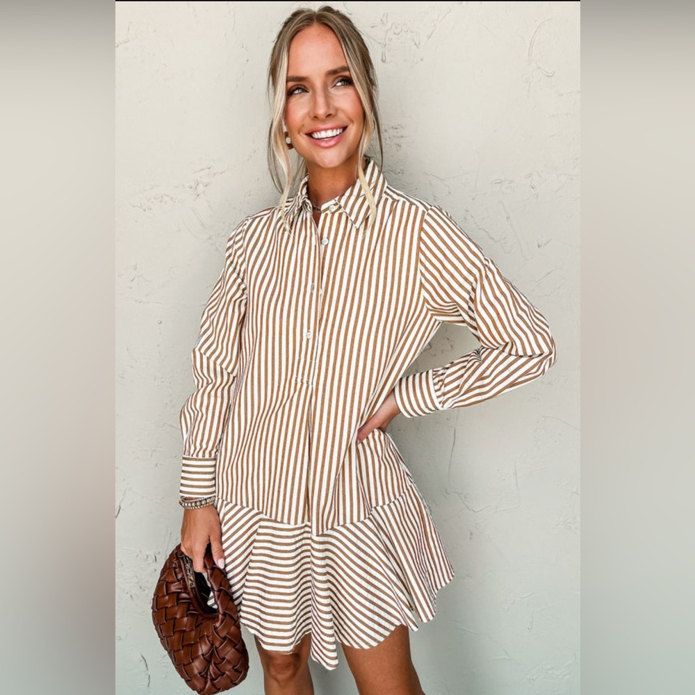 Brownell- Striped Button-Up Shirt Dress